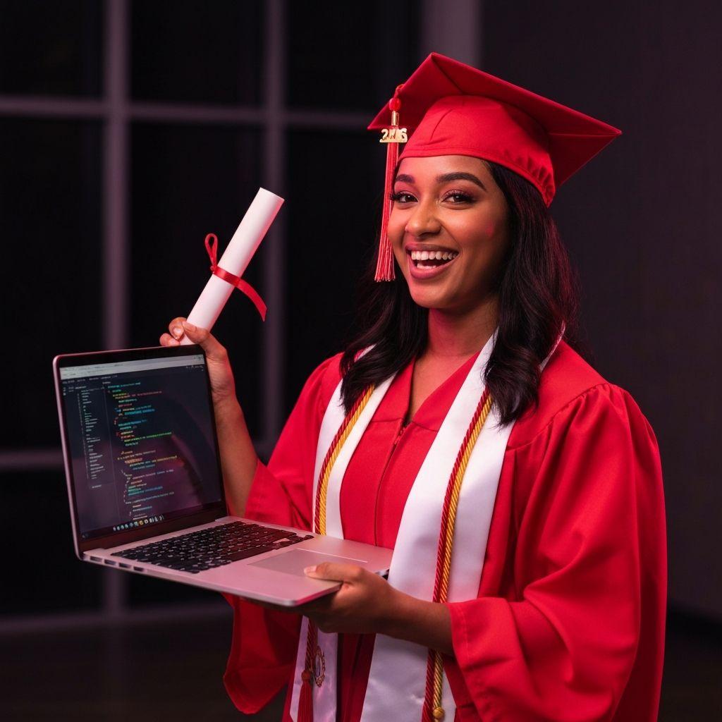 Successful student with their completed project